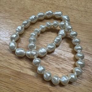 Cream and White Baroque Pearl Bracelet Jewelry